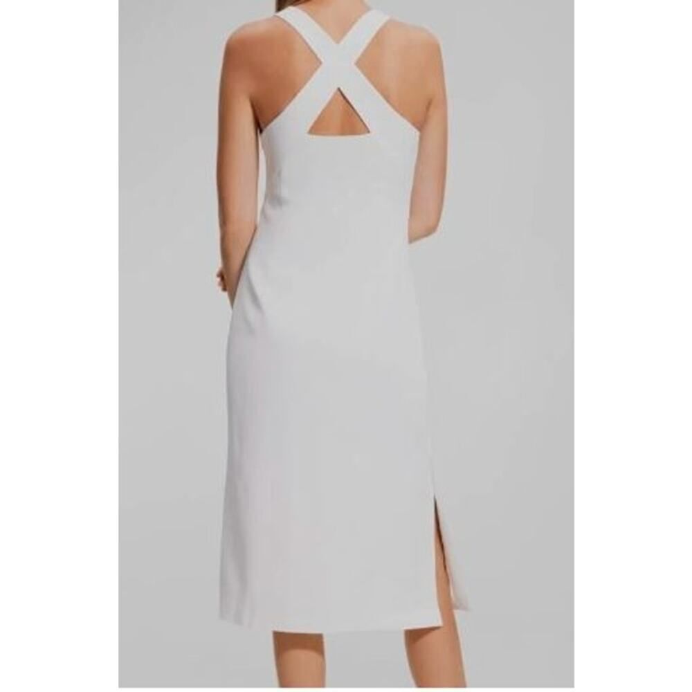 Theory Women's X Back Midi DR Fluid Ottoman White Dress Sz 10 NWT 498 White
